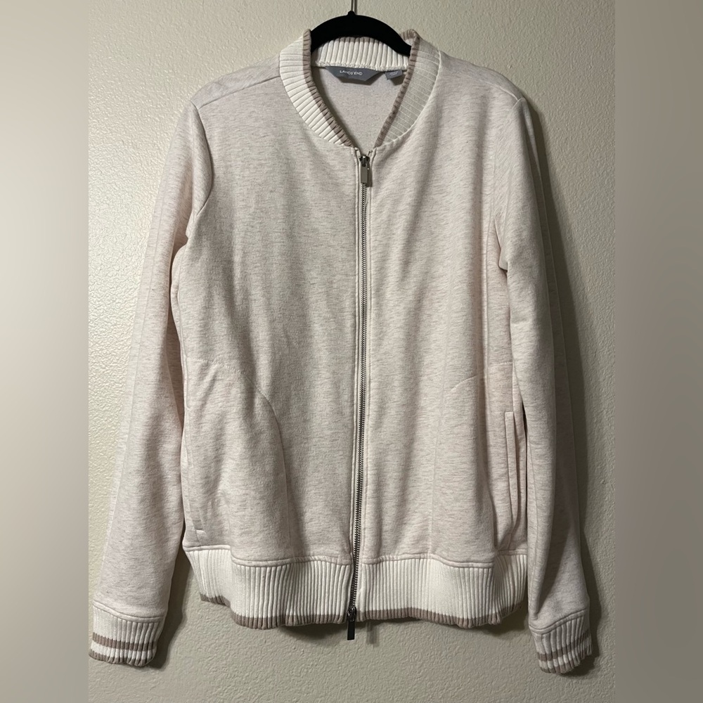 Lands' End Cream Ribbed Sweater (Size Medium)